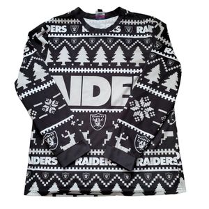 Oakland Raiders Ugly Christmas Fleece Shirt. Long Sleeved, Medium.